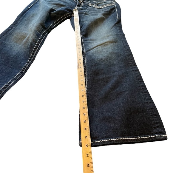 Vigoss Women's Blue Jeans-Size 18/33 White Stitching-Chelsea Slim Boot-Bling - Picture 11 of 16